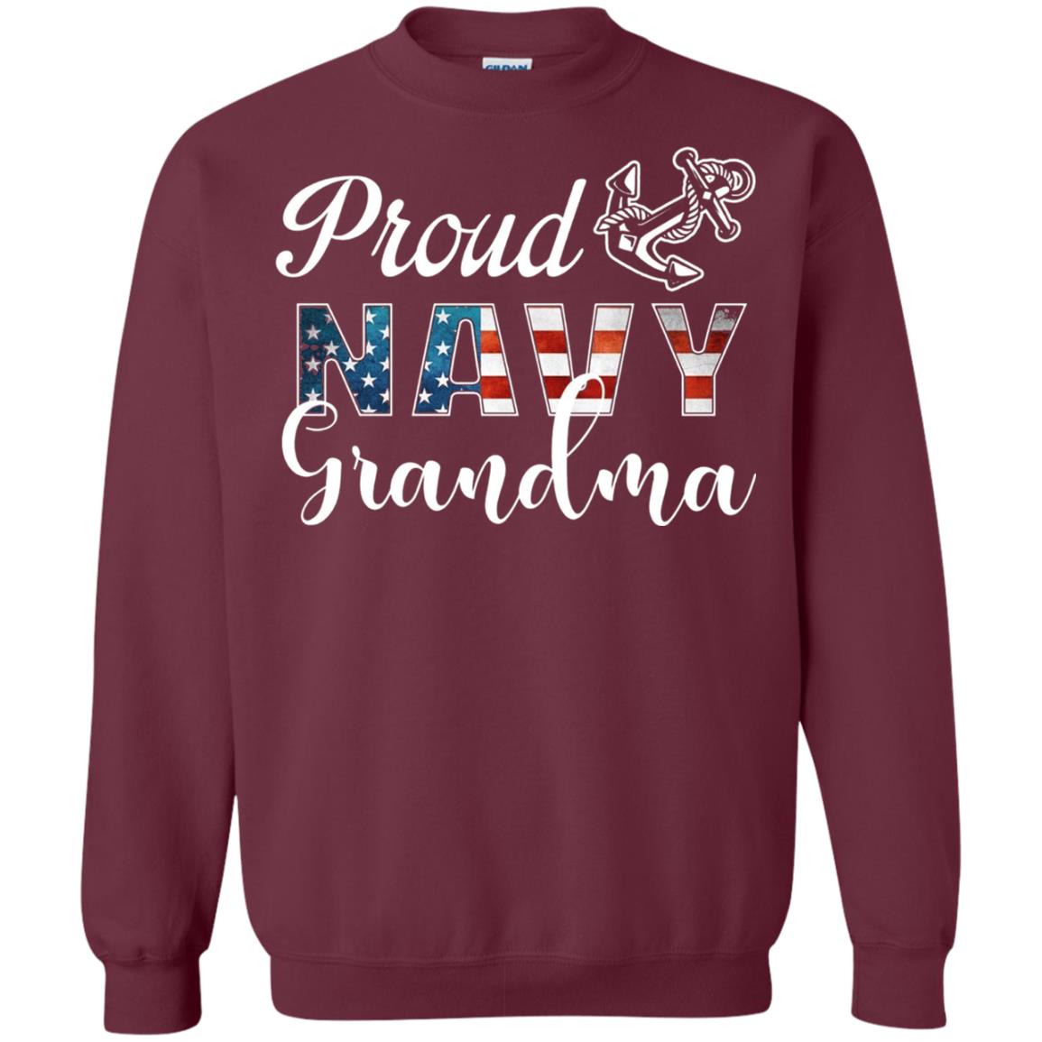 Proud Navy Grandma Military Mama Shirt Maroon