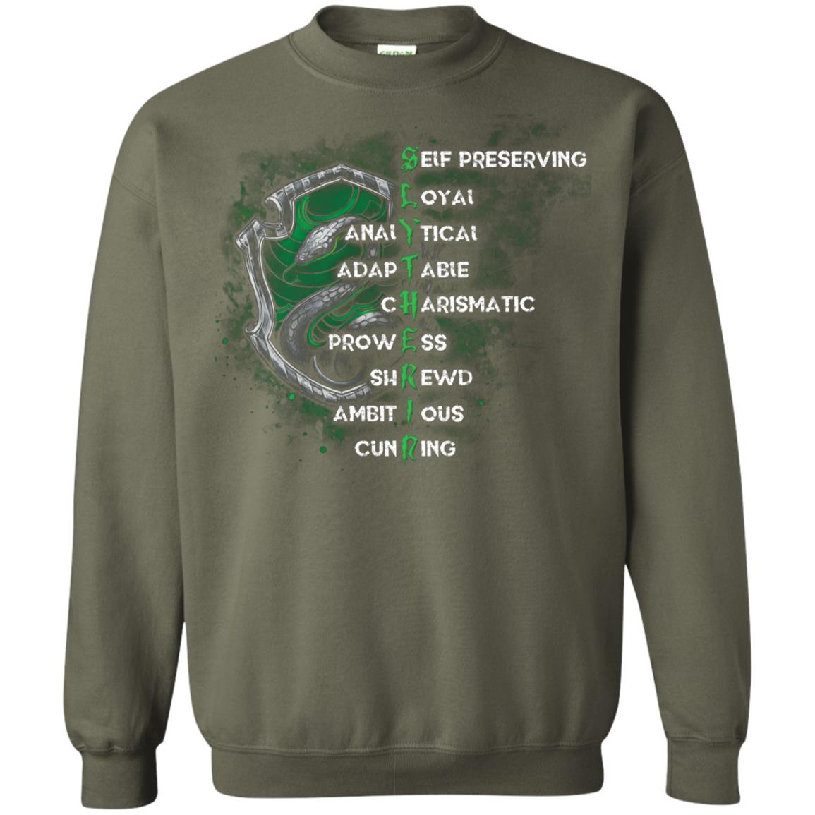 Slytherin House Harry Potter Fan ShirtG180 Gildan Crewneck Pullover Sweatshirt 8 oz.