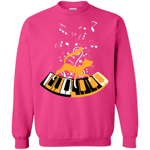 Cat Plays Piano Shirt For Mens WomensG180 Gildan Crewneck Pullover Sweatshirt 8 oz.