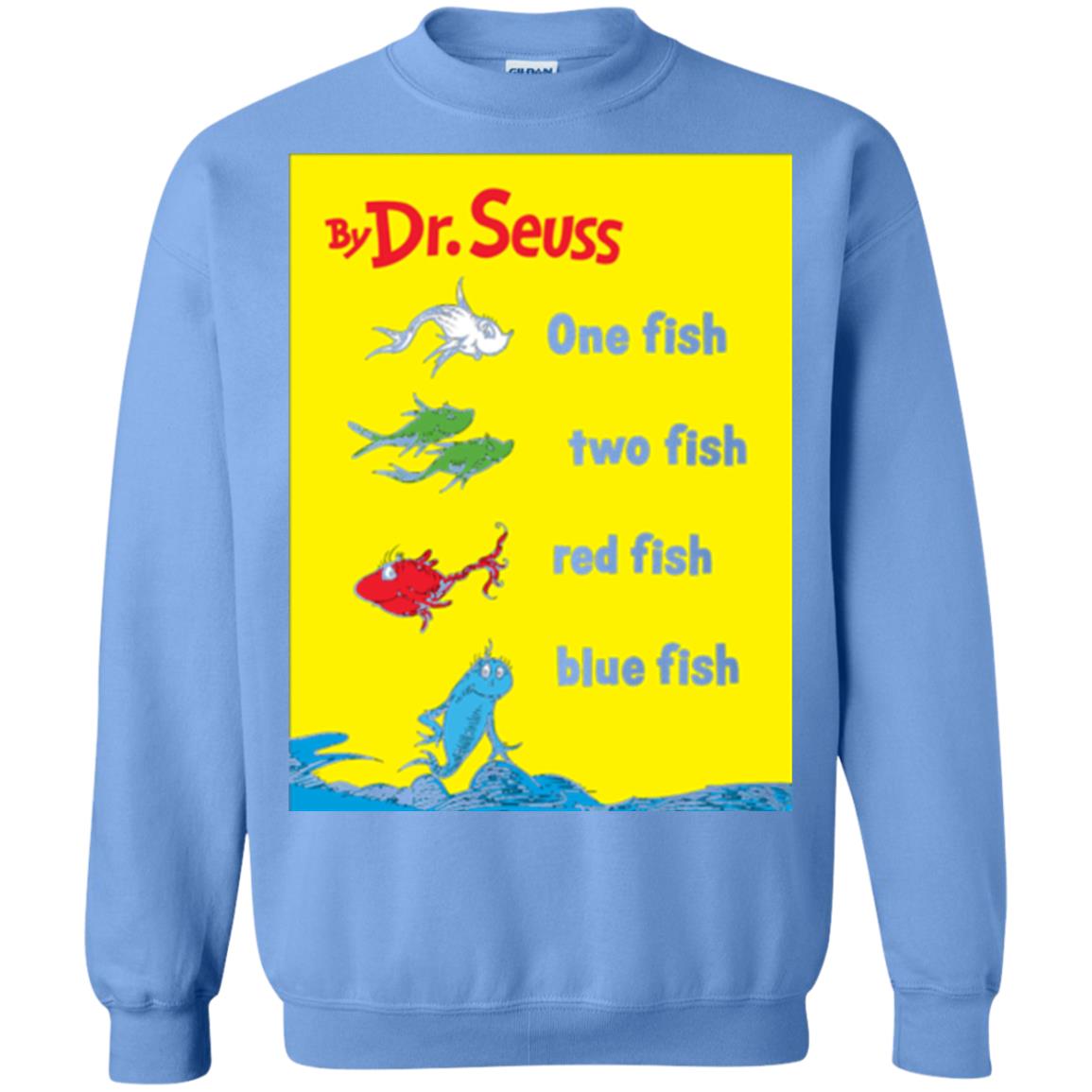 Dr. Seuss One Fish Two Fish Book Lover T-shirt Carolina Blue
