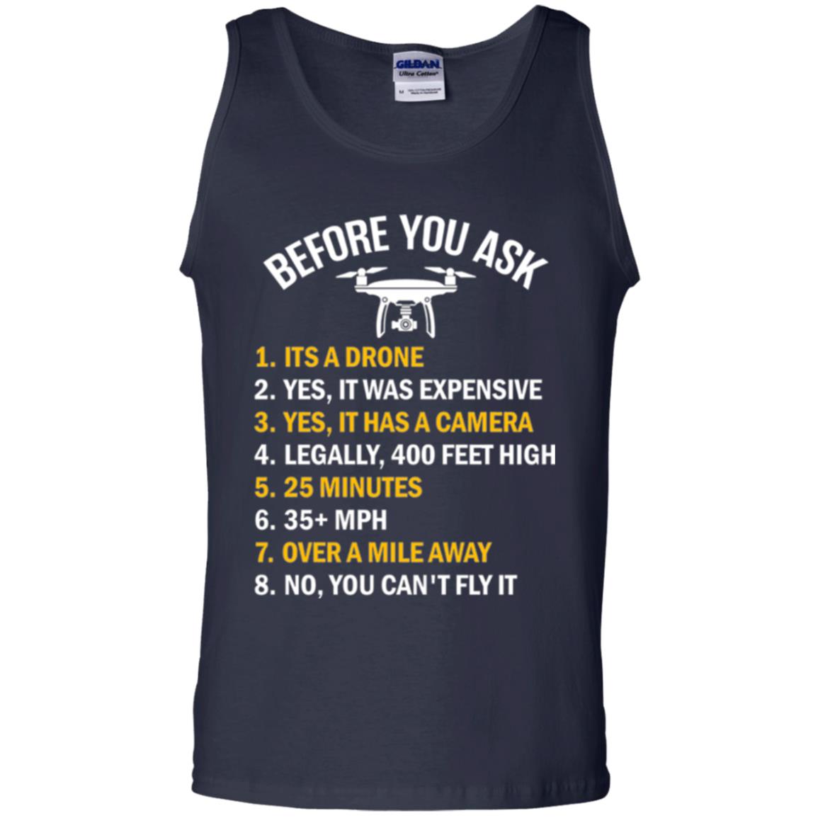 Before You Ask Funny Drone T-shirt You Can_t Fly It Navy
