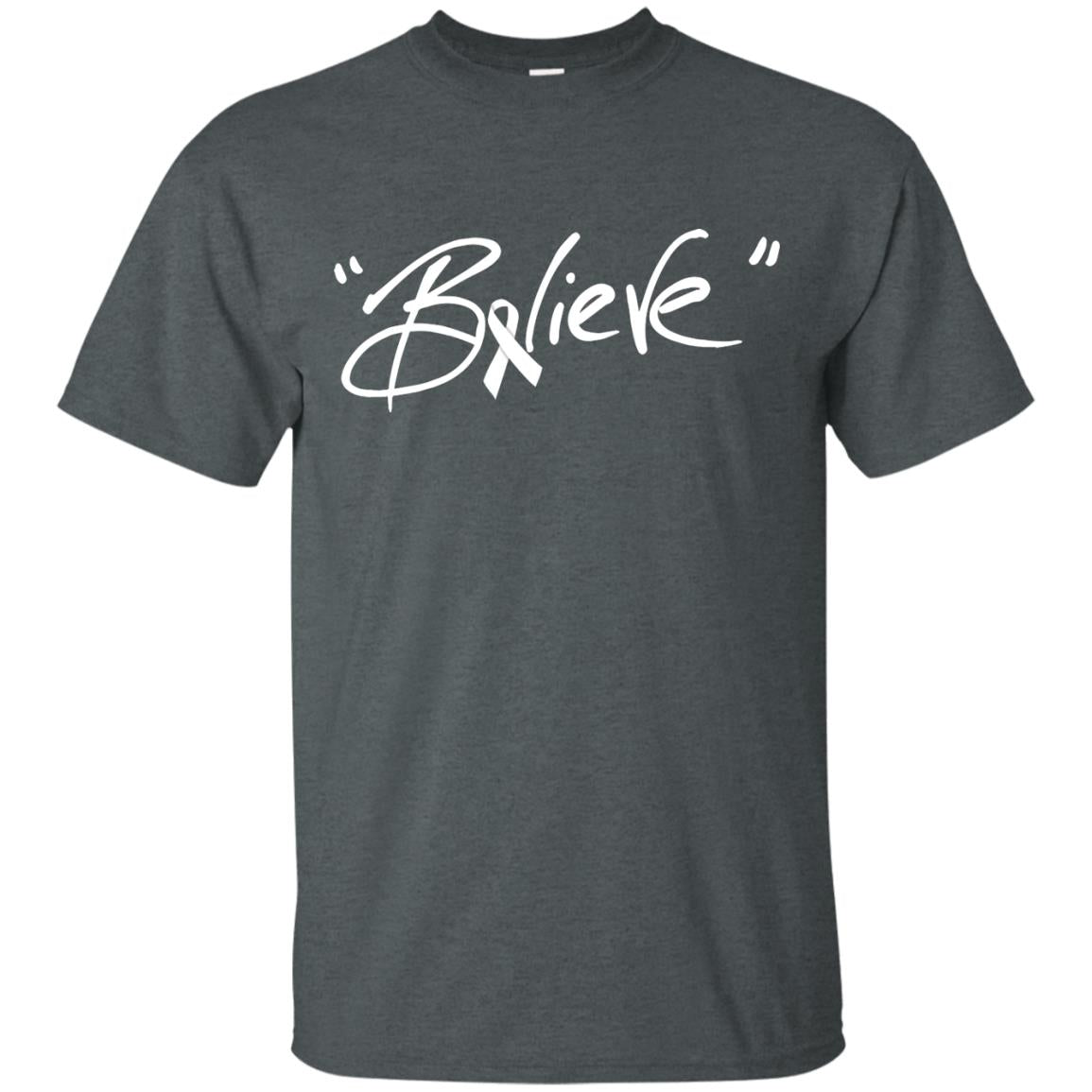 Lung Cancer Awareness Shirt Clear Ribbon Believe Dark Heather