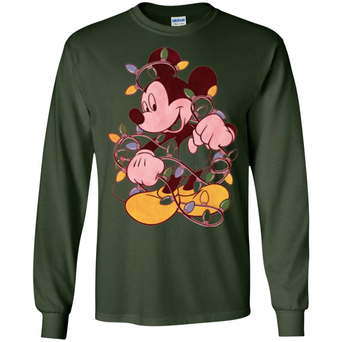 Christmas Lights T-shirt Disney Mickey Mouse Forest Green