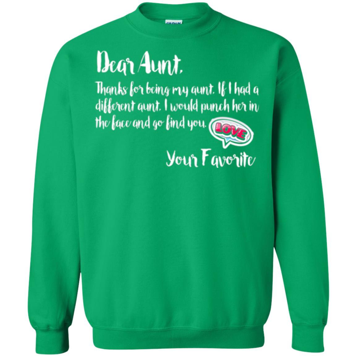 Family T-shirt Dear Aunt Thanks For Being My Aunt Irish Green
