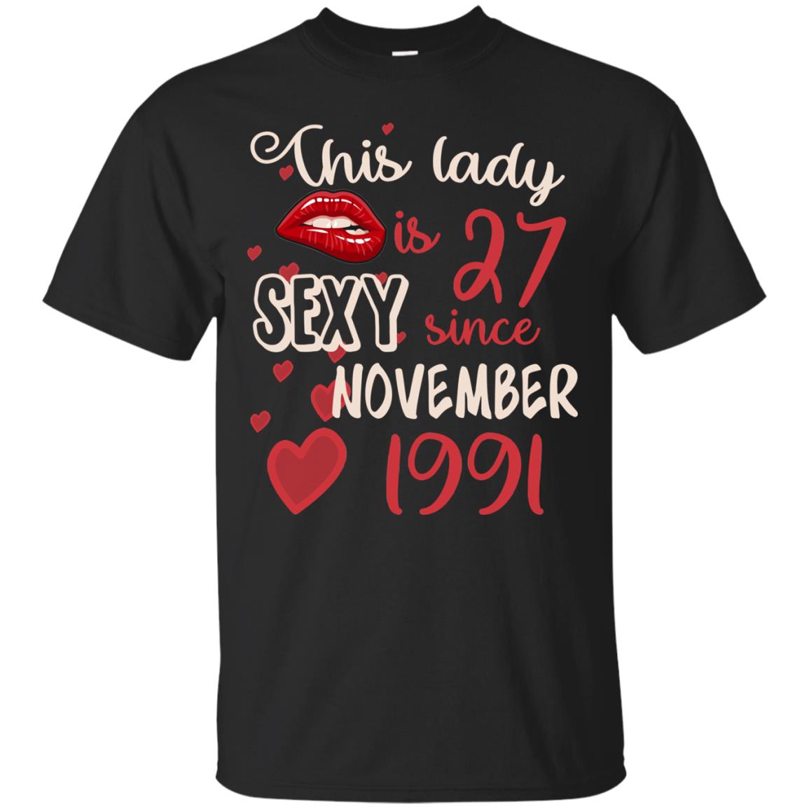 This Lady Is 27 Sexy Since November 1991 27th Birthday Shirt For November Womens Black