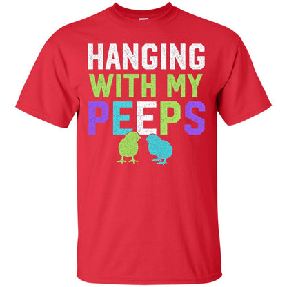 Hanging With My Peeps Funny Easter Day T-shirt Red