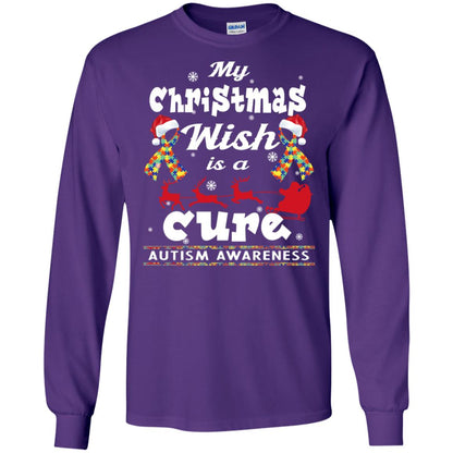 My Christmas Wish Is A Cure Autism Awareness X-mas Gift Shirt Purple