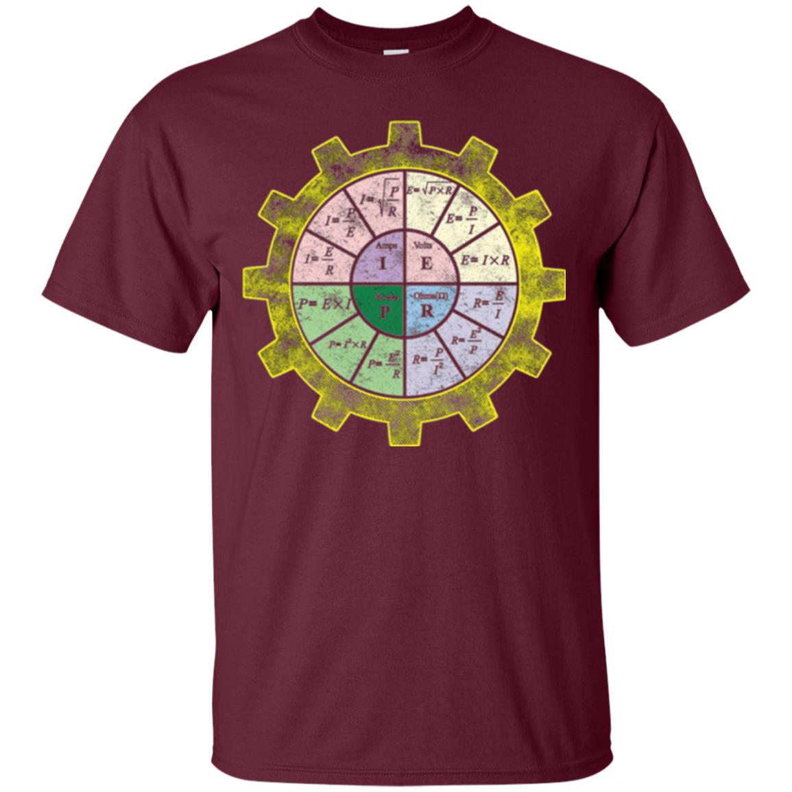 Ohms Law Shirt-ohms Law Diagram Electrical Engineer T-shirt Maroon