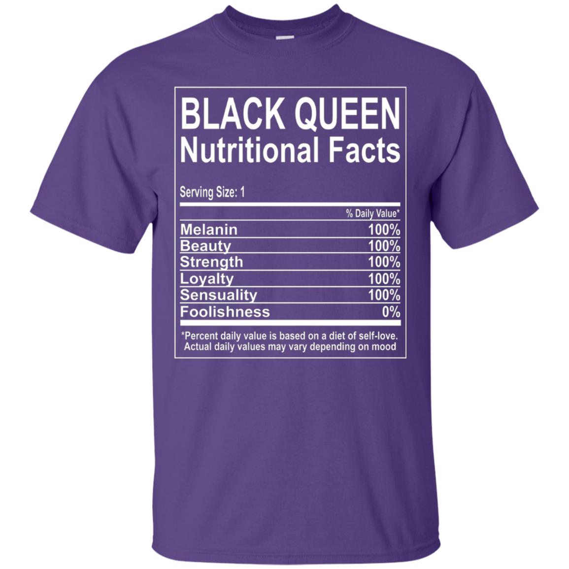 Black Queen Nutritional Facts T-shirt Self Love Purple