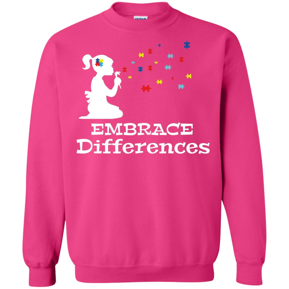 Embrace Differences Autism Awareness T-shirt Heliconia