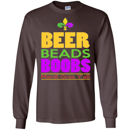 Mardi Gras T-shirt Beer Beads Boobs Dark Chocolate