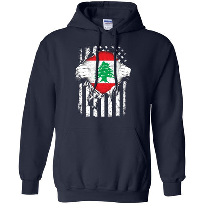 Super Lebanon Hearts American Patriot Flag Lebanese T-shirt Navy