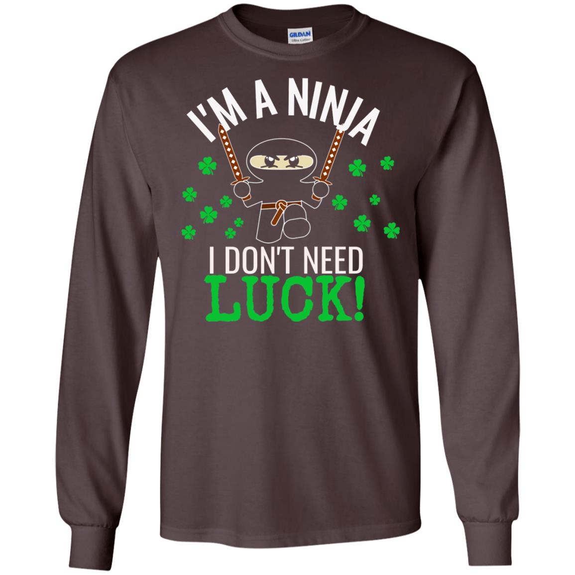 Ninja Luck Green St. Patrick_s Day T-shirt Dark Chocolate