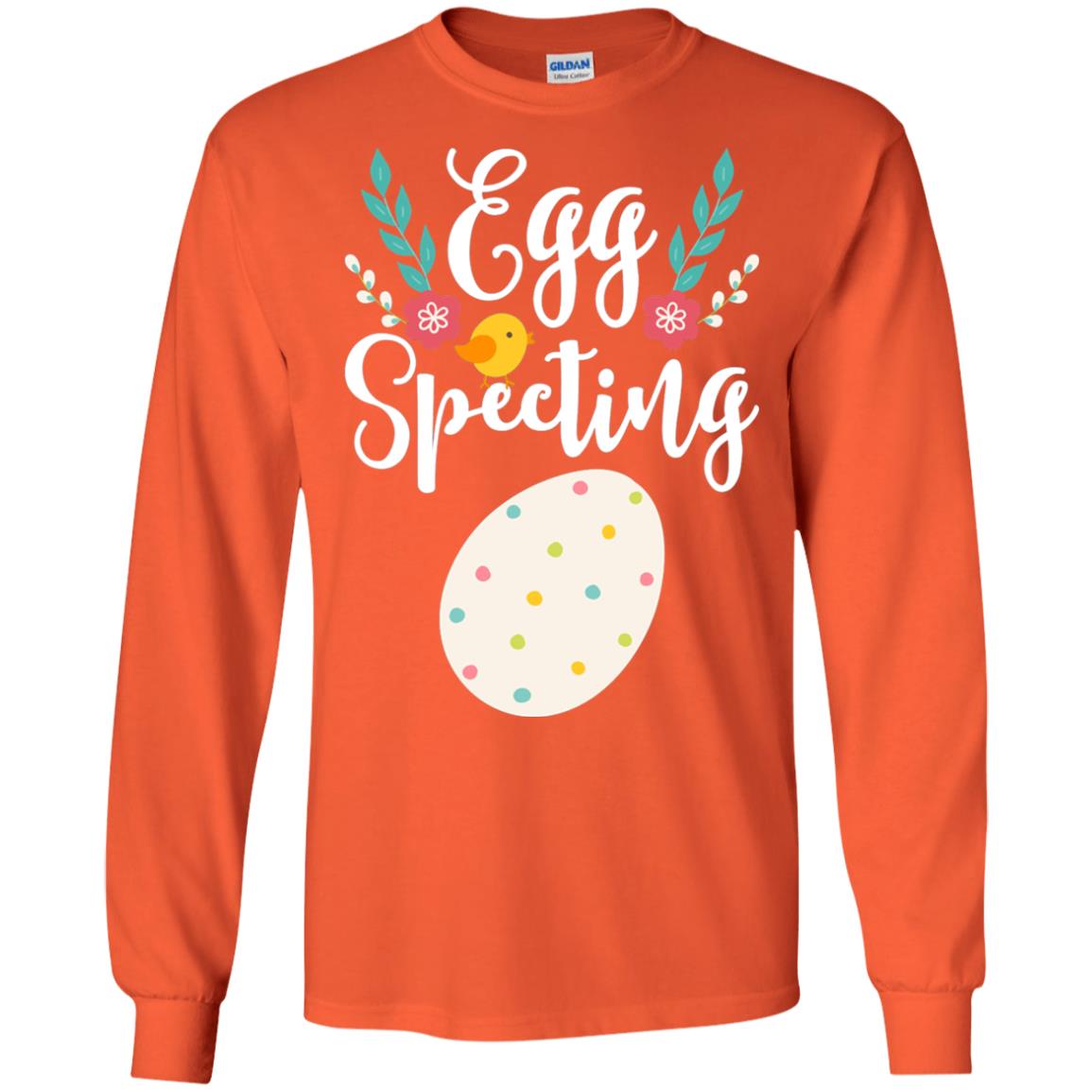 Egg Specting Announcement Pregnant Easter T-shirt Orange