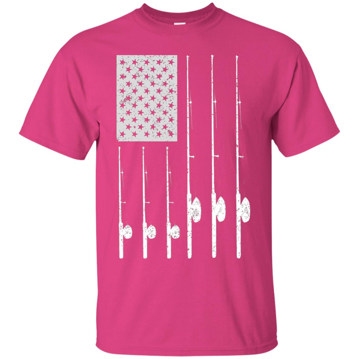 Patriotic Fishing T-shirt American Usa Flag Great Heliconia