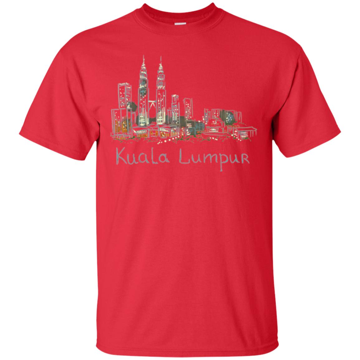 Kuala Lumpur Kl Panorama At Night T-shirt Red