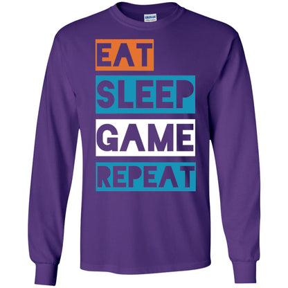 Eat Sleep Game Repeat Video Gamer Player T-shirt Purple