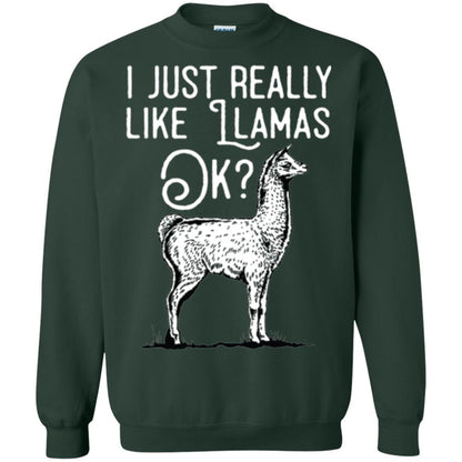 Alpaca T-shirt I Just Really Like Llamas Ok Forest Green