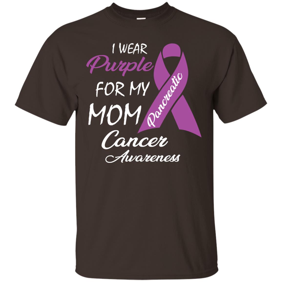 I Wear Purple For My Mom Pancreatic Cancer Awareness Gift Shirt Dark Chocolate