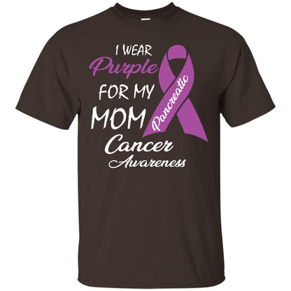 I Wear Purple For My Mom Pancreatic Cancer Awareness Gift Shirt Dark Chocolate