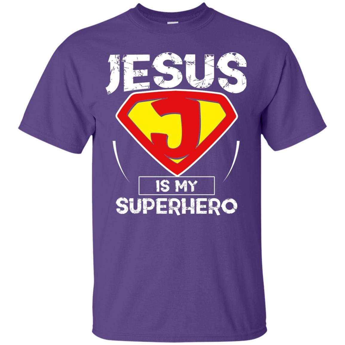 Jesus Is My Superhero Christian Movie Fan T-shirt Purple