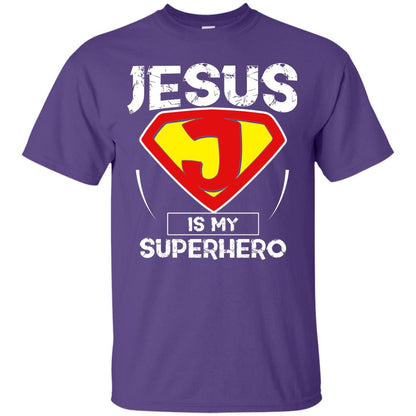 Jesus Is My Superhero Christian Movie Fan T-shirt Purple