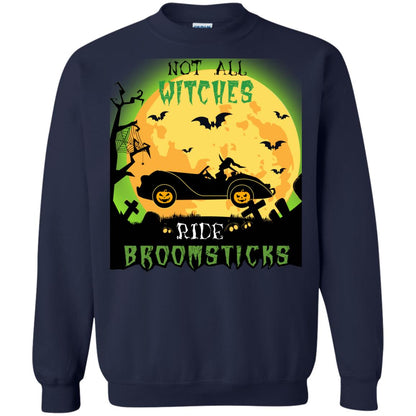 Not All Witches Ride Broomsticks Witches Drive Car Funny Halloween Shirt Navy
