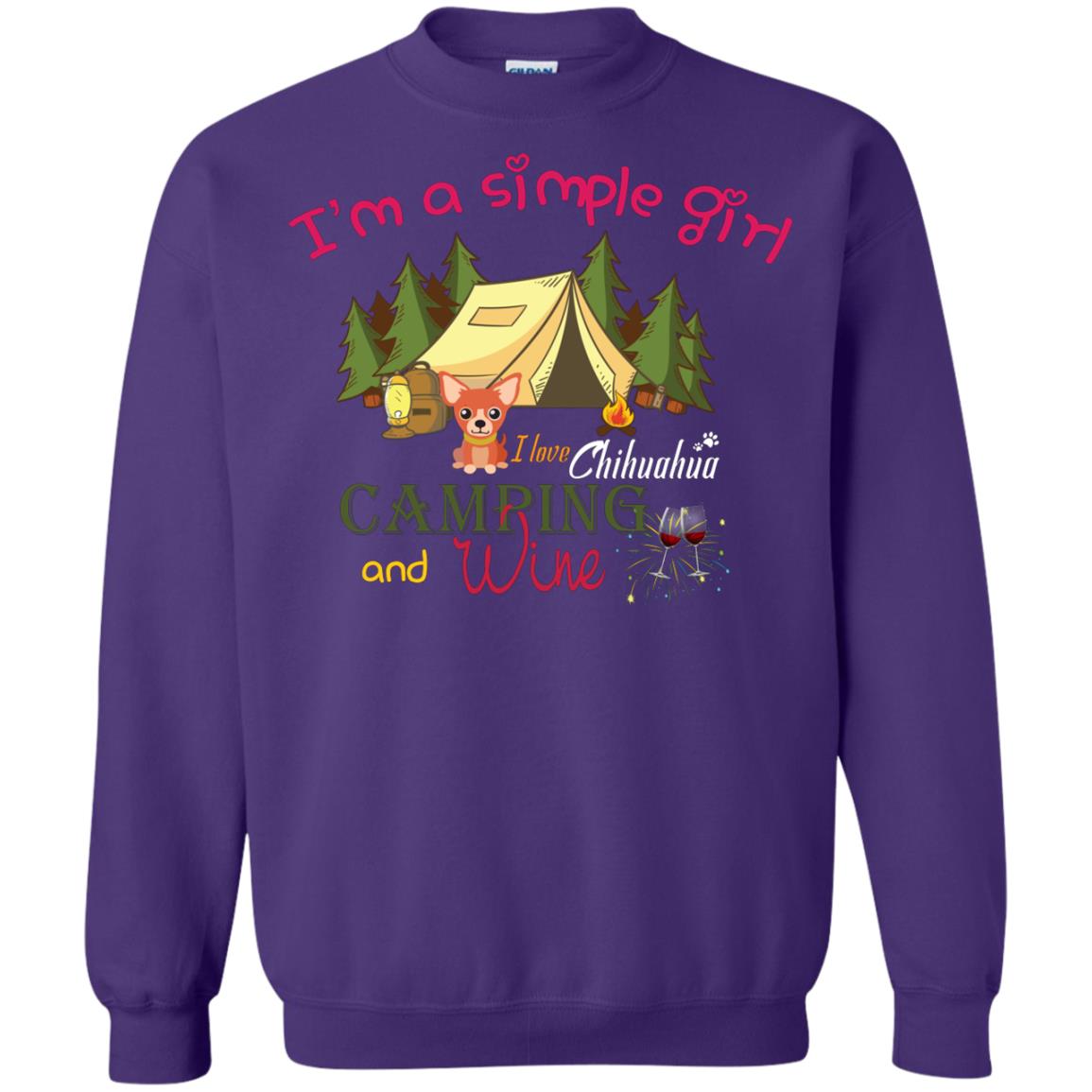 I’m A Simple Girl I Love Chihuahua Camping And Wine Shirt Purple