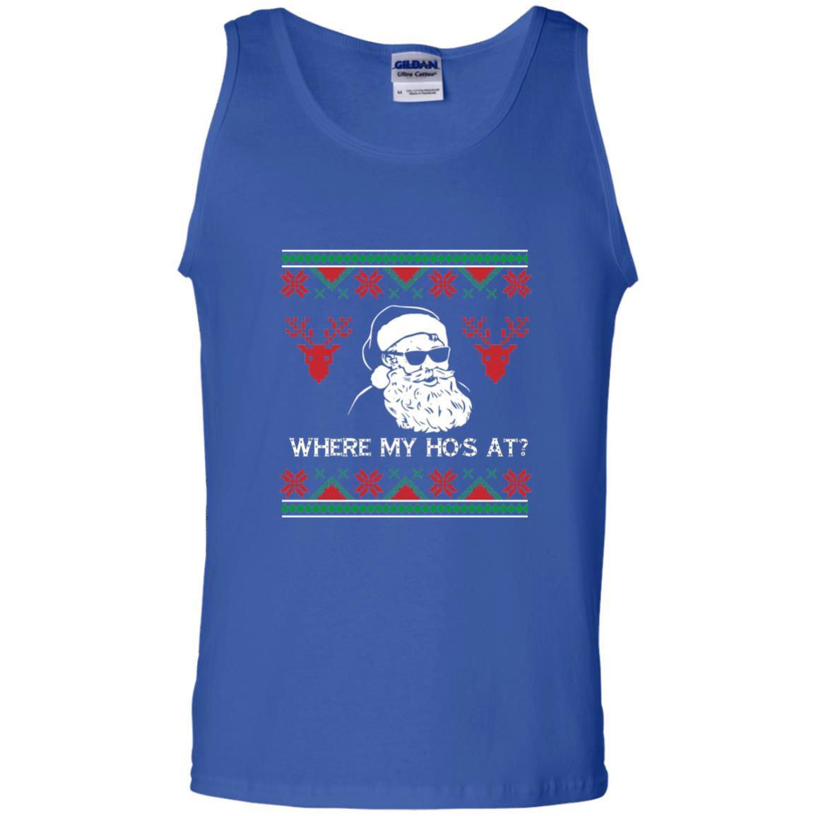 Christmas T-shirt Santa Claus Where My Hos At T-shirt Royal