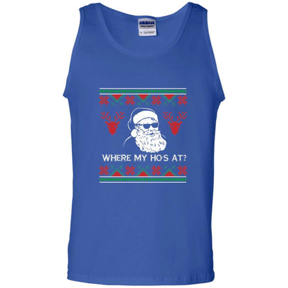 Christmas T-shirt Santa Claus Where My Hos At T-shirt Royal