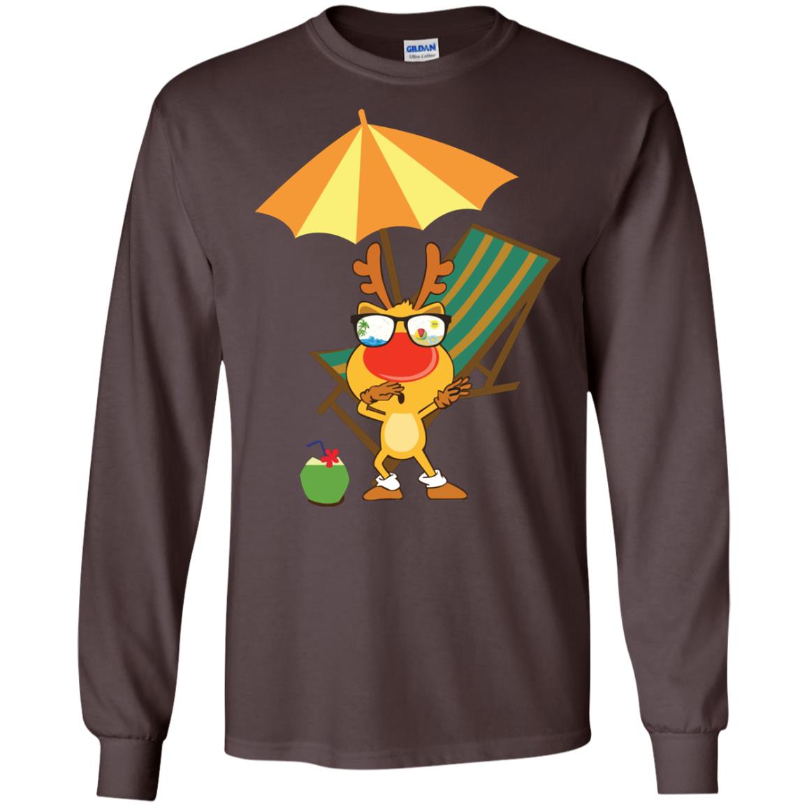 Dabbing Reindeer With Sunglasses Celebrate Xmas In July 2018 Shirt Dark Chocolate