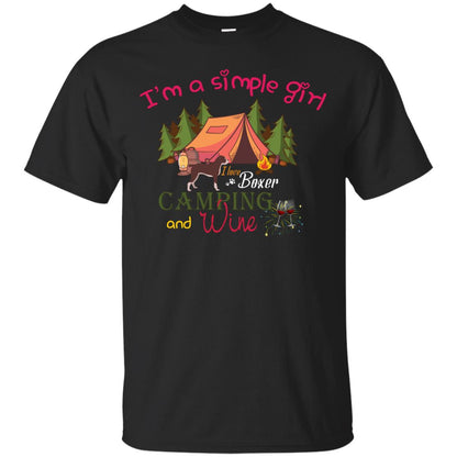I’m A Simple Girl I Love Boxer Dog Camping And Wine Shirt Black