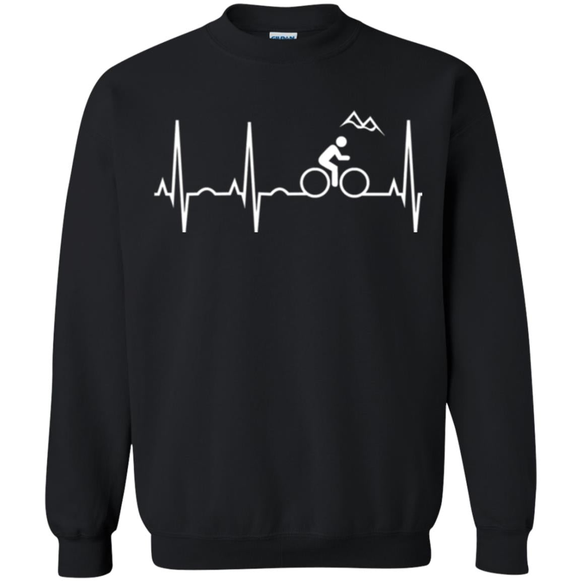 Mountain Bike Heartbeat Mountain Biking T-shirt Black