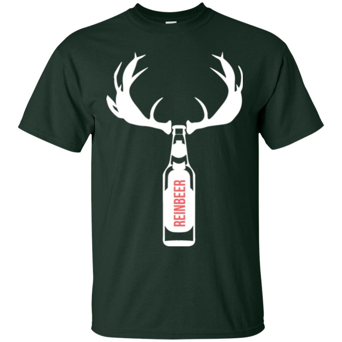 Christmas T-shirt Funny Christmas Reinbeer Forest Green