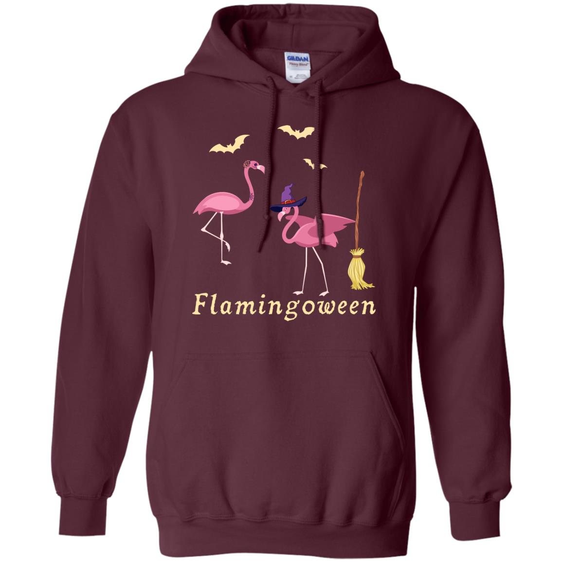 Flamingoween Flamingo Wicth Ride Stick Funny Quote On Haloween Gift Shirt Maroon