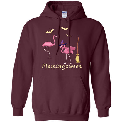Flamingoween Flamingo Wicth Ride Stick Funny Quote On Haloween Gift Shirt Maroon
