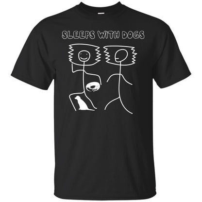Sleep With Dogs Funny Dog Owner Shirt Black