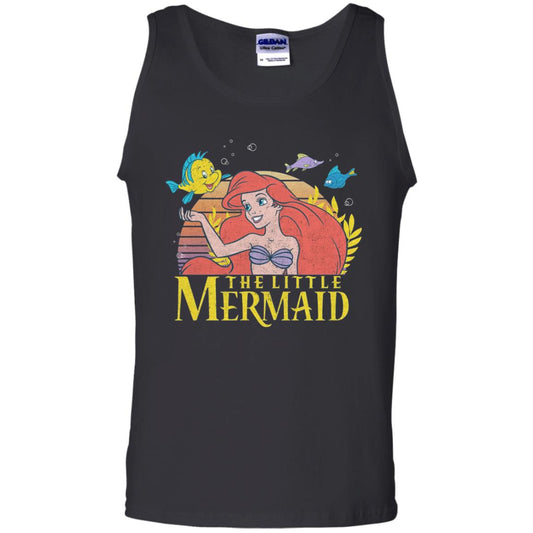 Cartoon T-shirt Mermaid Ariel Flounder Black