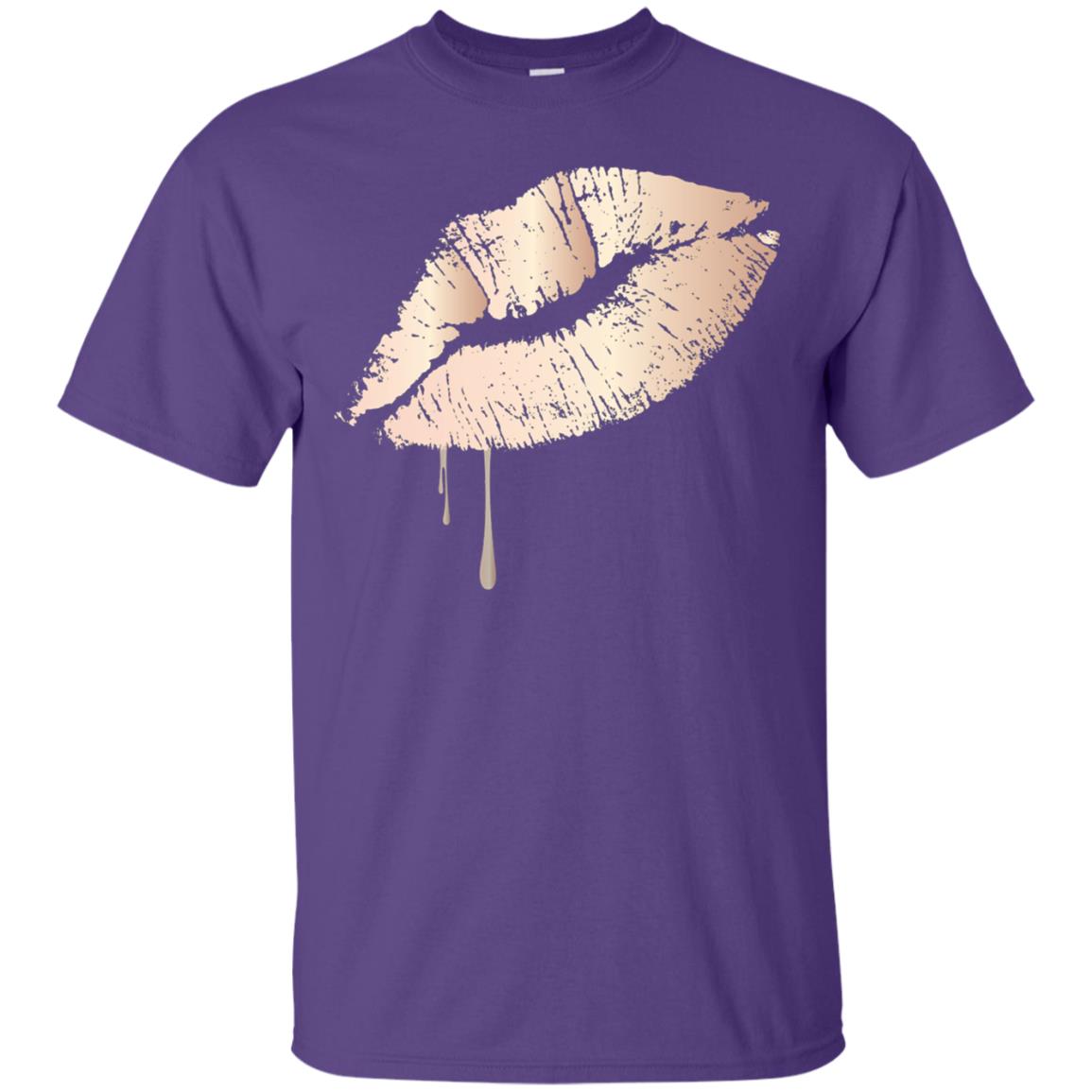 Rose Gold Dripping Lips T-shirt Purple