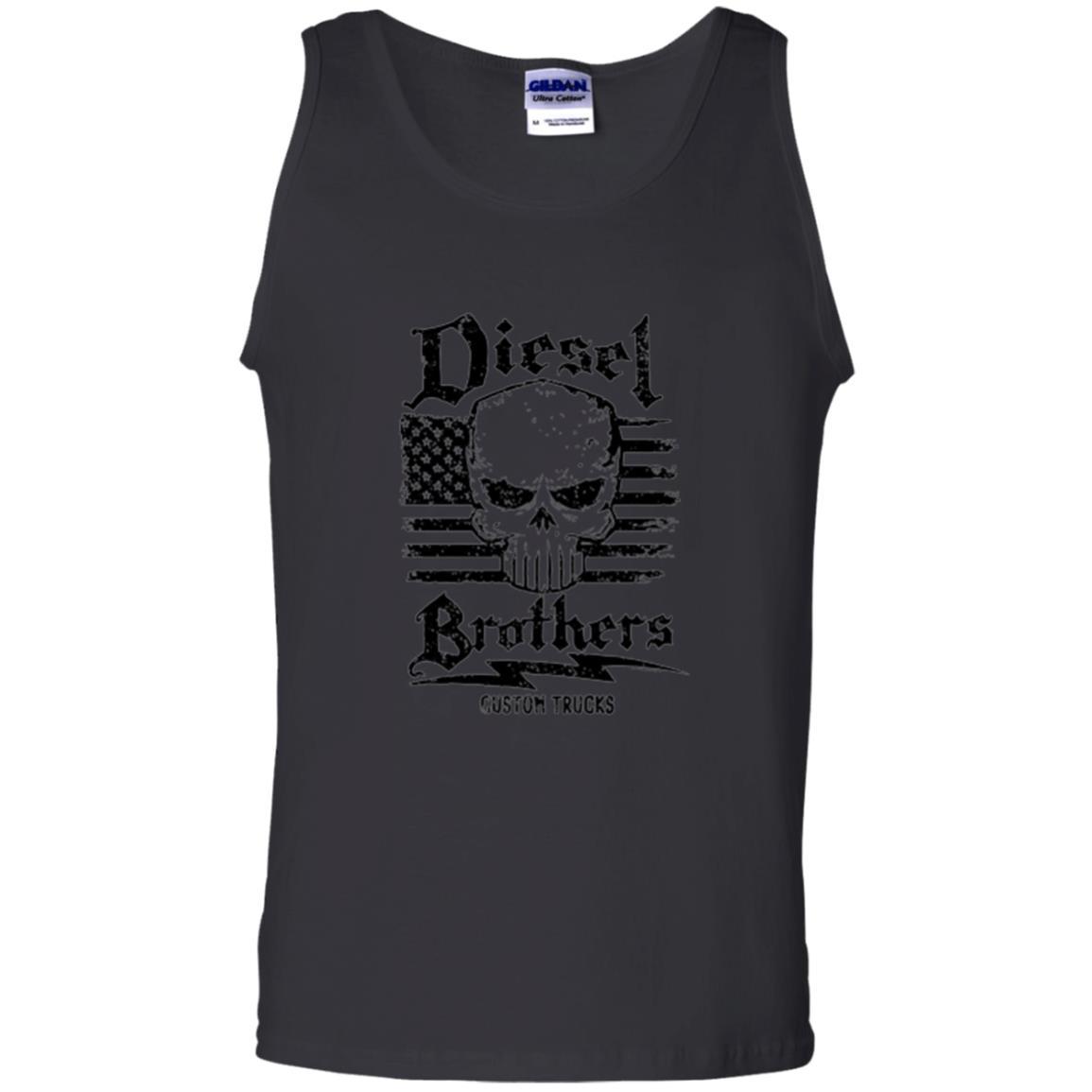 Diesel Brothers Custom Trucks Skull Usa Flag T-shirt Black