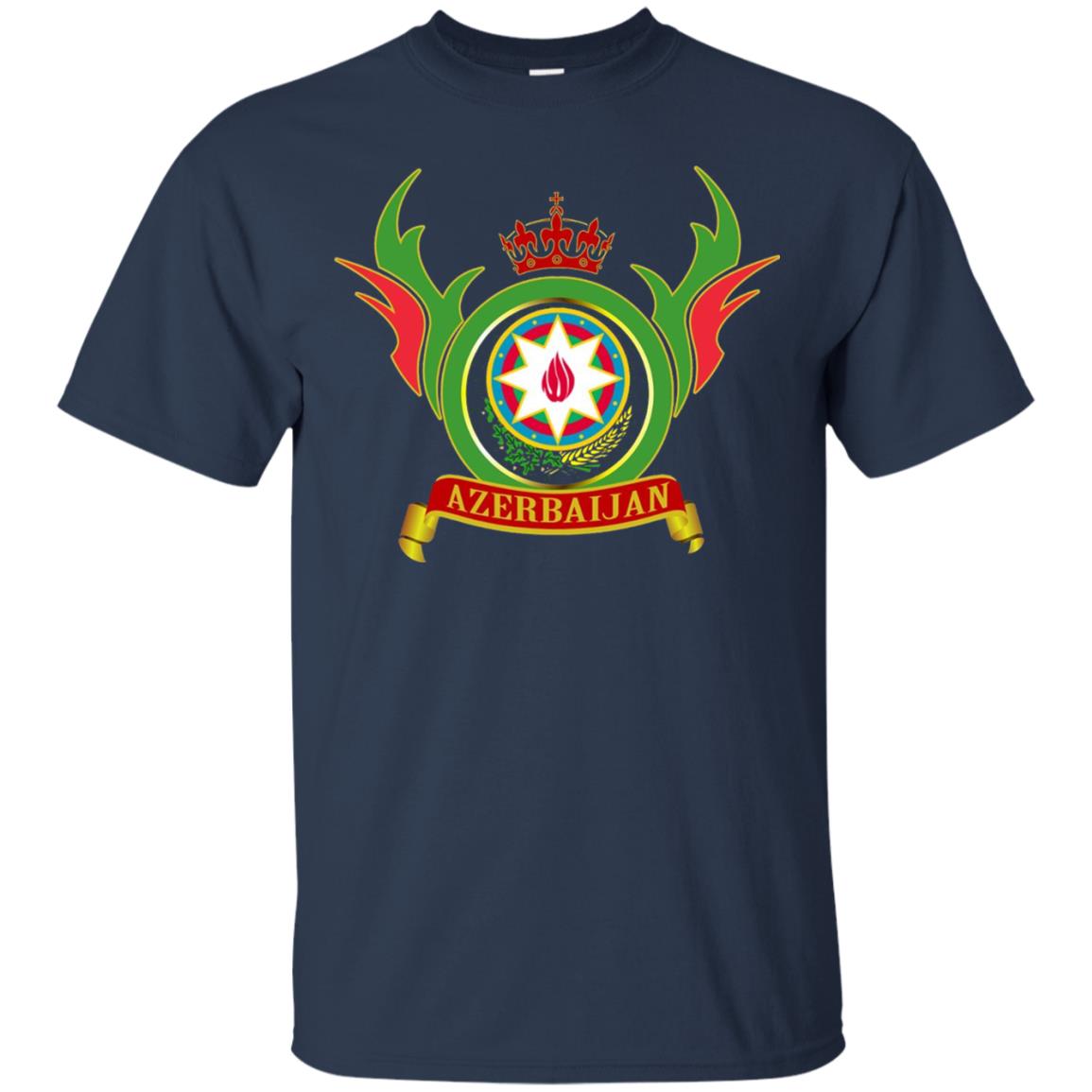 Azerbaijan Arms Coat Flag T-shirt Navy