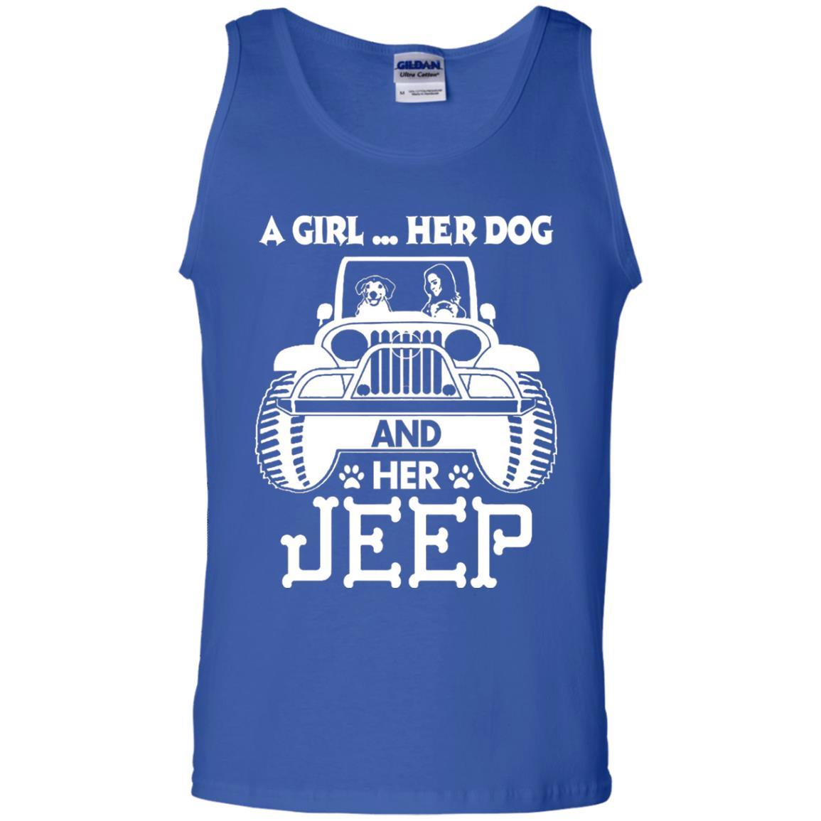 Dog Lover T-shirt A Girl Her Dog And Her Jeep Royal