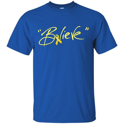 Sarcoma Bone Bladder Cancer Awareness Shirt Yellow Ribbon Believe Royal