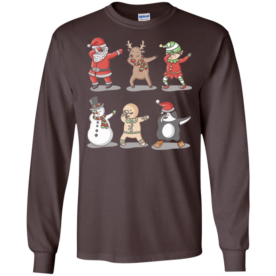 Christmas T-shirt Dabbing Santa Ugly Sweater Dark Chocolate