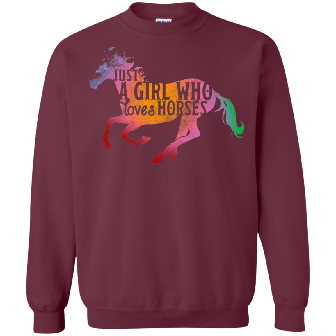 Just A Girl Who Loves Horses Equestrian T-shirt Maroon