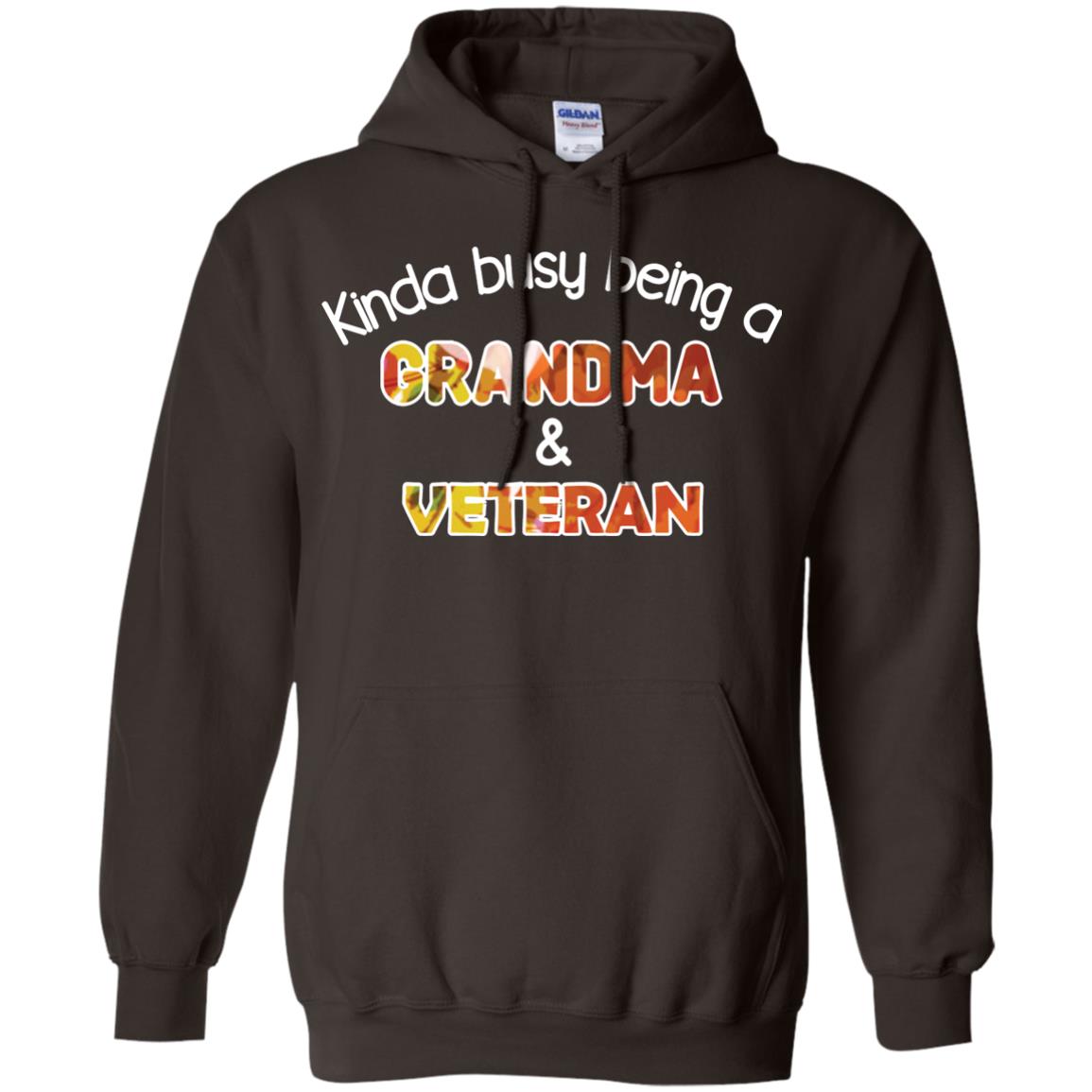 Kinda Busy Being A Grandma And Veteran Nana Shirt Dark Chocolate