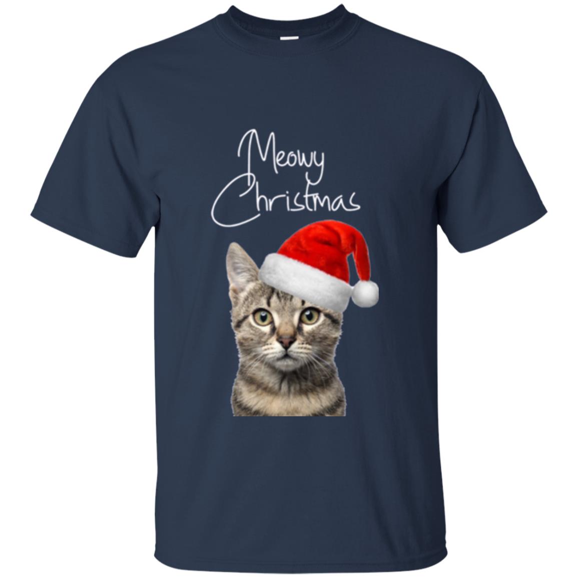 Cat Lovers T-shirt Merry Christmas Navy
