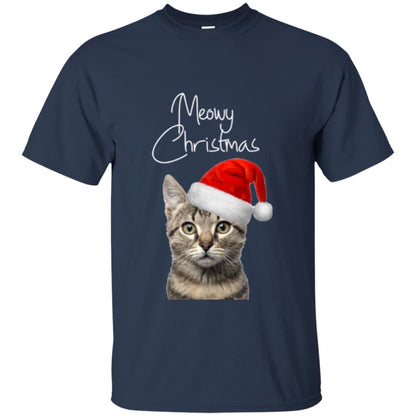 Cat Lovers T-shirt Merry Christmas Navy