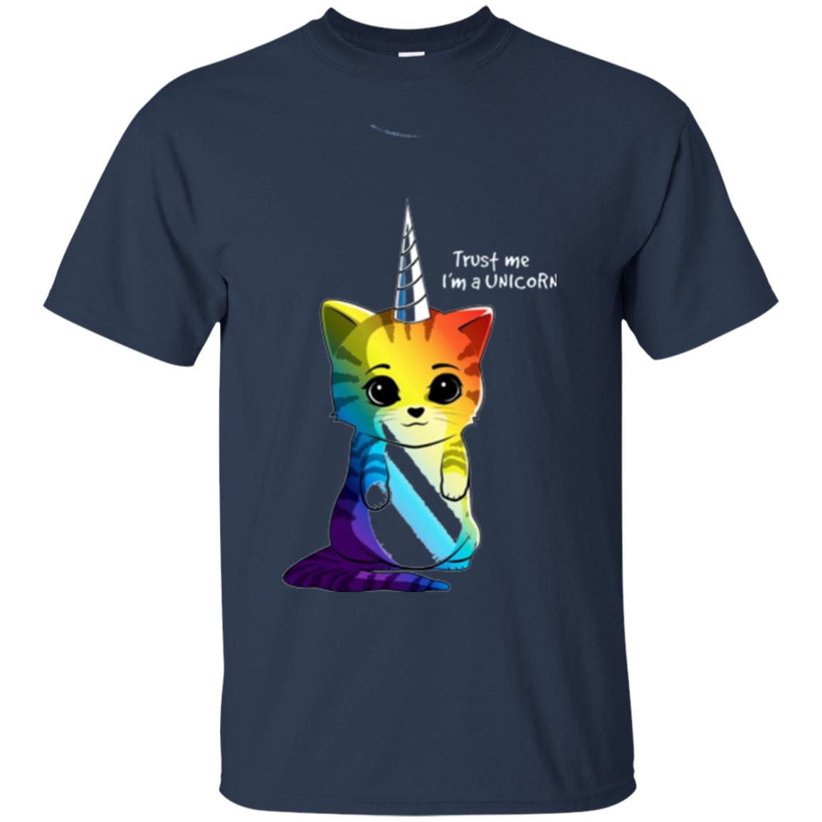 Cat Lovers T-shirt Caticorn Rainbow Trust Me I_m A Unicorn Navy