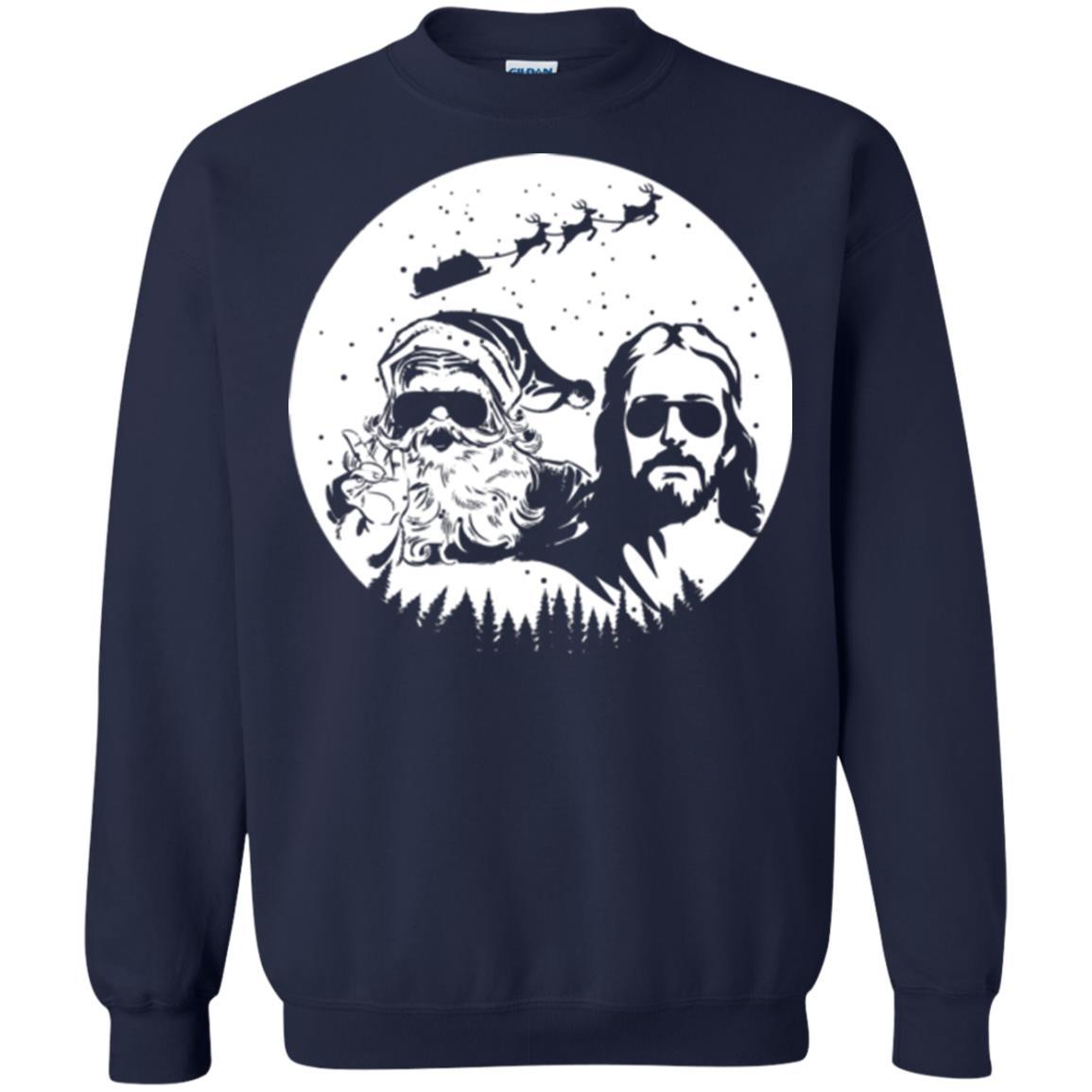 Christmas T-shirt Jesus And Santa Claus Navy